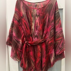 BRAND NEW Bellissima Sheer Pullover Tunic Top Colorful Women’s Sz S/M